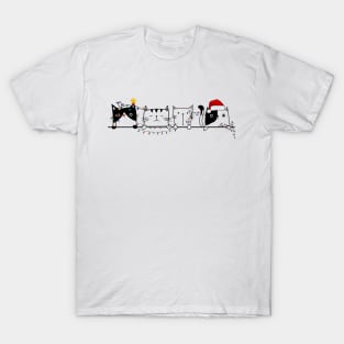 Funny peeking cats christmas T-Shirt